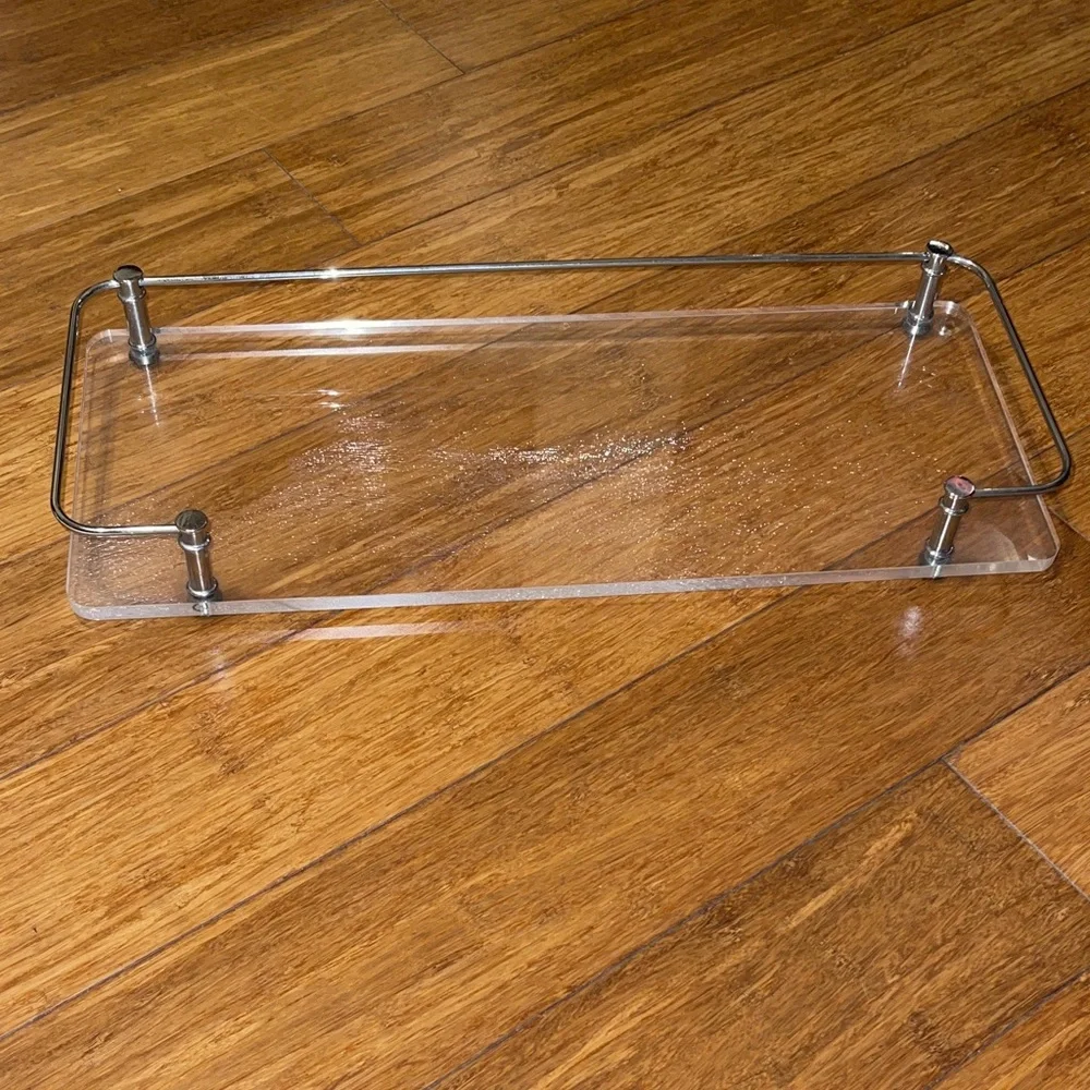 Clear Acrylic Vanity Tray with Silver Accents